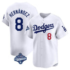 LA.Dodgers #8 Enrique Hern¨¢ndez Player White World Series Meet Limited Home Fdoa Stitched Jerseys