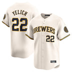 M.Brewers #22 Christian Yelich Player Cream Home Limited Fdoa Stitched Jerseys