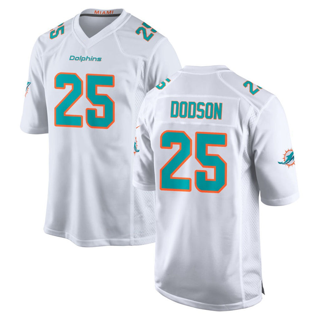 M.Dolphins #25 Tyrel Dodson Player White Limited Home Game Gdoa Stitched Jerseys