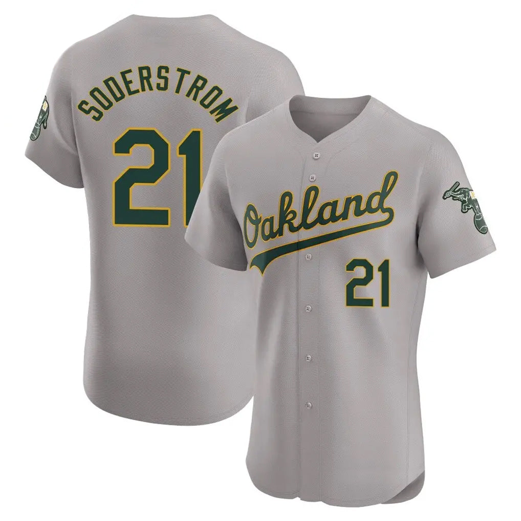 Athletics #21 Tyler Soderstrom Player Gray Road Limited Elite Home Game Gdoa Stitched Jerseys