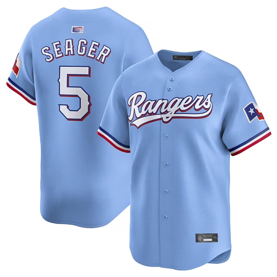 T.Rangers #5 Corey Seager Player Light Blue Limited Home Fdoa Stitched Jerseys