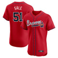 A.Braves #51 Chris Sale Player Red Limited Elite Home Game Gdoa Stitched Jerseys