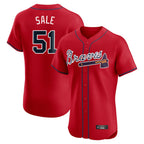 A.Braves #51 Chris Sale Player Red Limited Elite Home Game Gdoa Stitched Jerseys