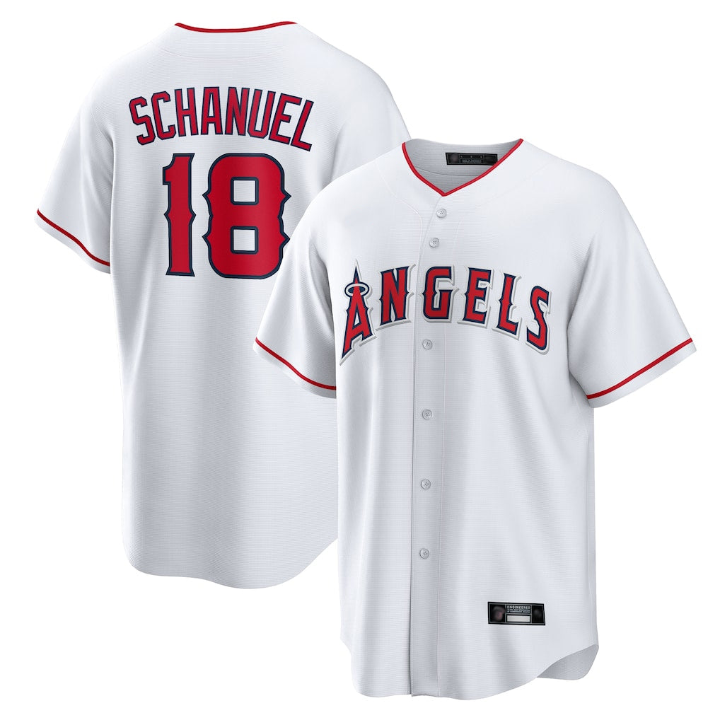 LA.Angels #18 Nolan Schanuel Player White Home Game Fdoa Stitched Jerseys