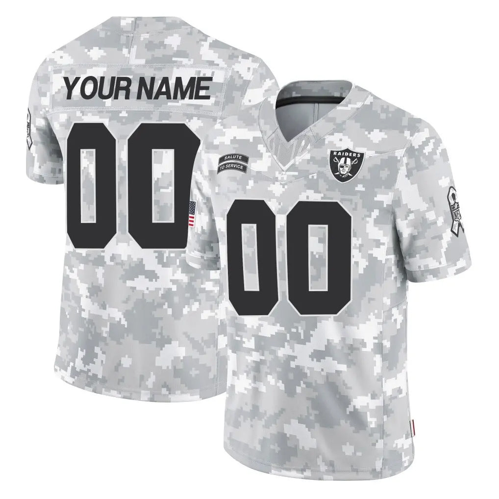 Custom LV.Raiders Arctic Camo Salute To Service Limited Game Any Name & Numbers Gdoa Stitched Jerseys