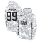 C.Browns #99 Julian Okwara Player Arctic Camo Salute to Service Hoodies Limited Game Gdoa Stitched Jerseys