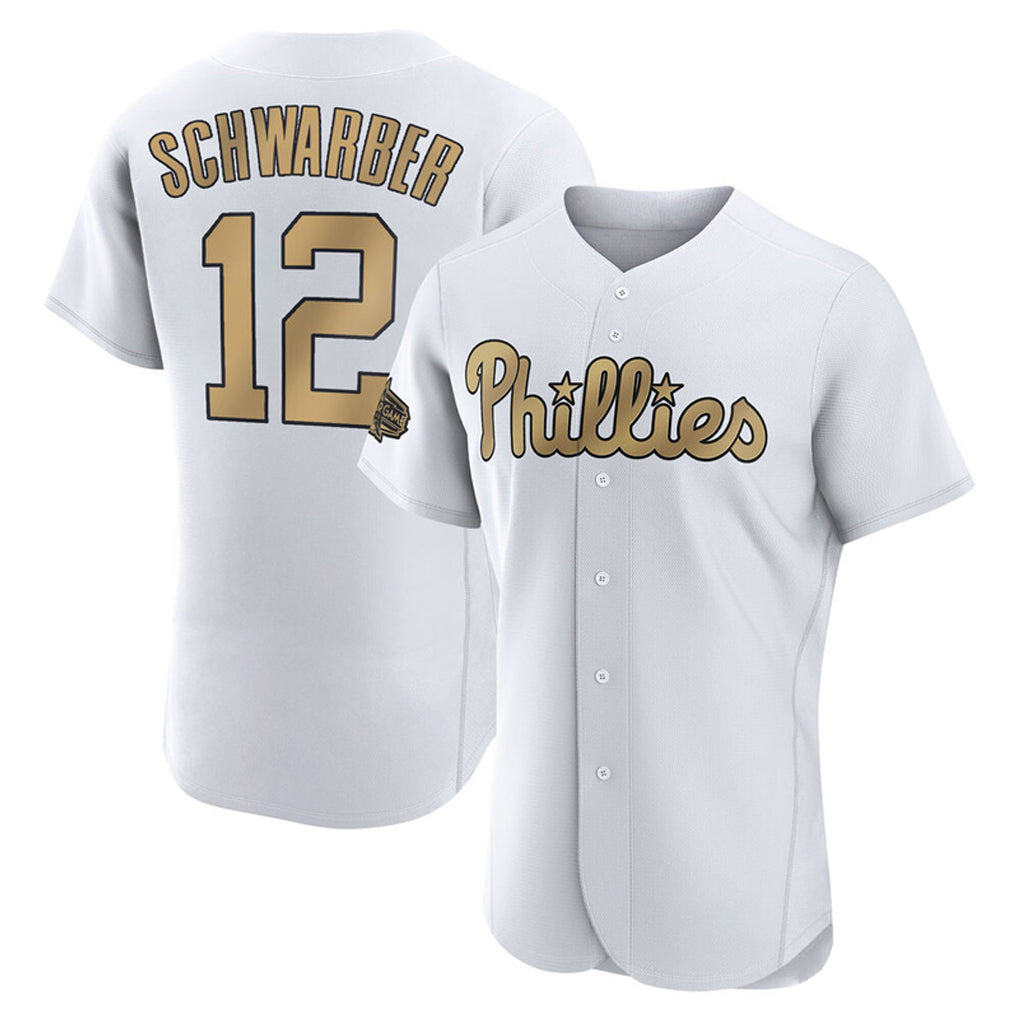 P.Phillies #12 Kyle Schwarber Player Gold All-Star Home Limited Elite Fdoa Stitched Jerseys