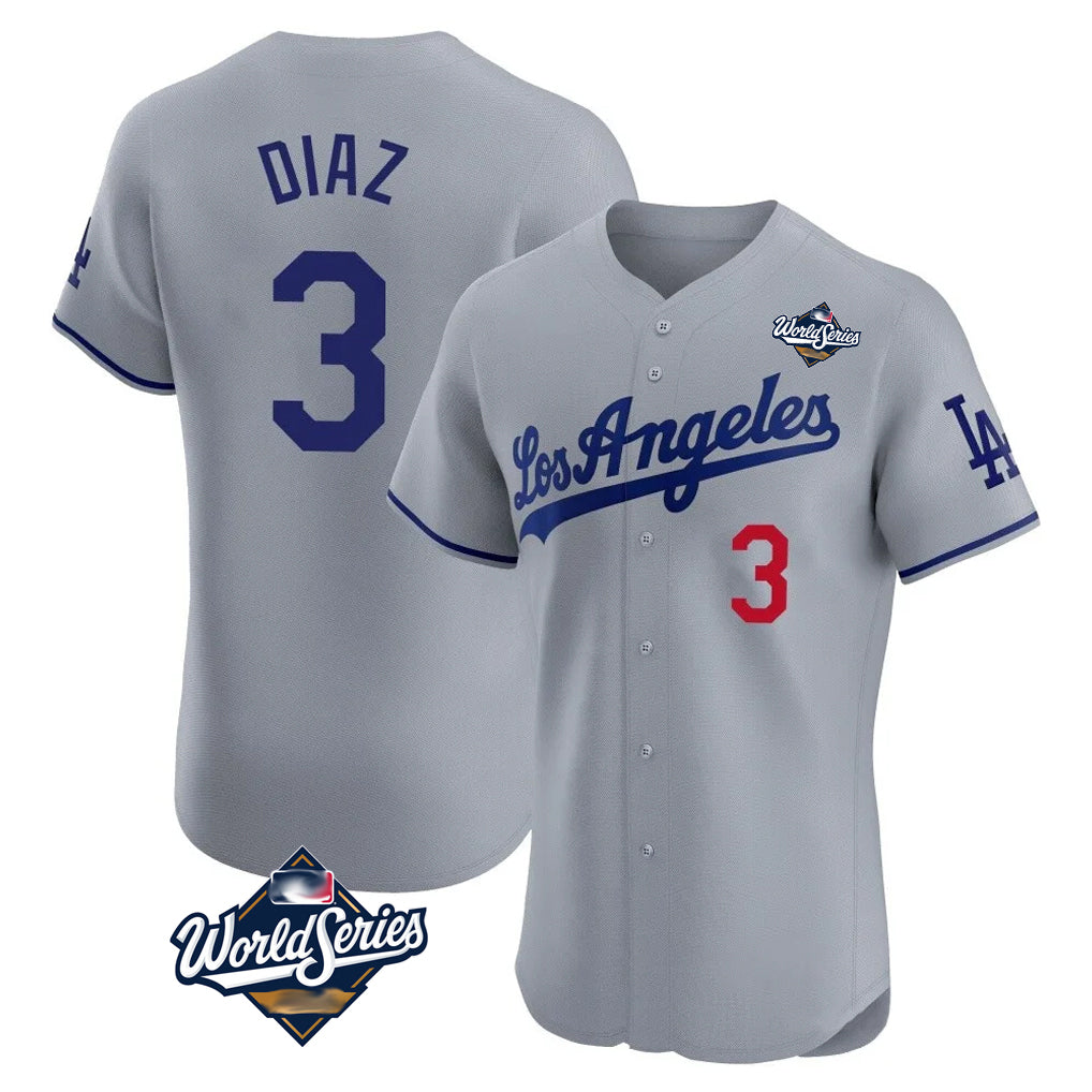 LA.Dodgers #3 Edwin D¨ªaz Player Gray World Series Limited Elite Home Fdoa Stitched Jerseys