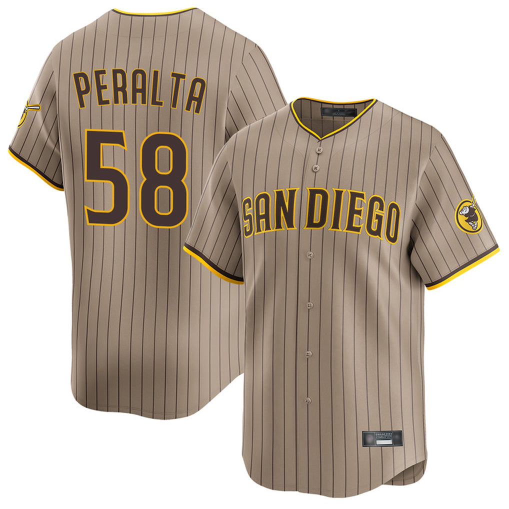 S.Diego Padres #58 Wandy Peralta Player Khaki Home Limited Fdoa Stitched Jerseys