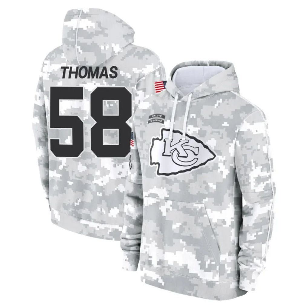 KC.Chiefs #58 Derrick Thomas Player Arctic Camo Salute to Service Hoodies Gdoa Stitched Jerseys