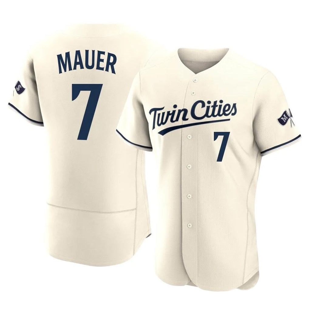 M.Twins #7 Joe Mauer Player Cream Home Limited Elite Fdoa Stitched Jerseys