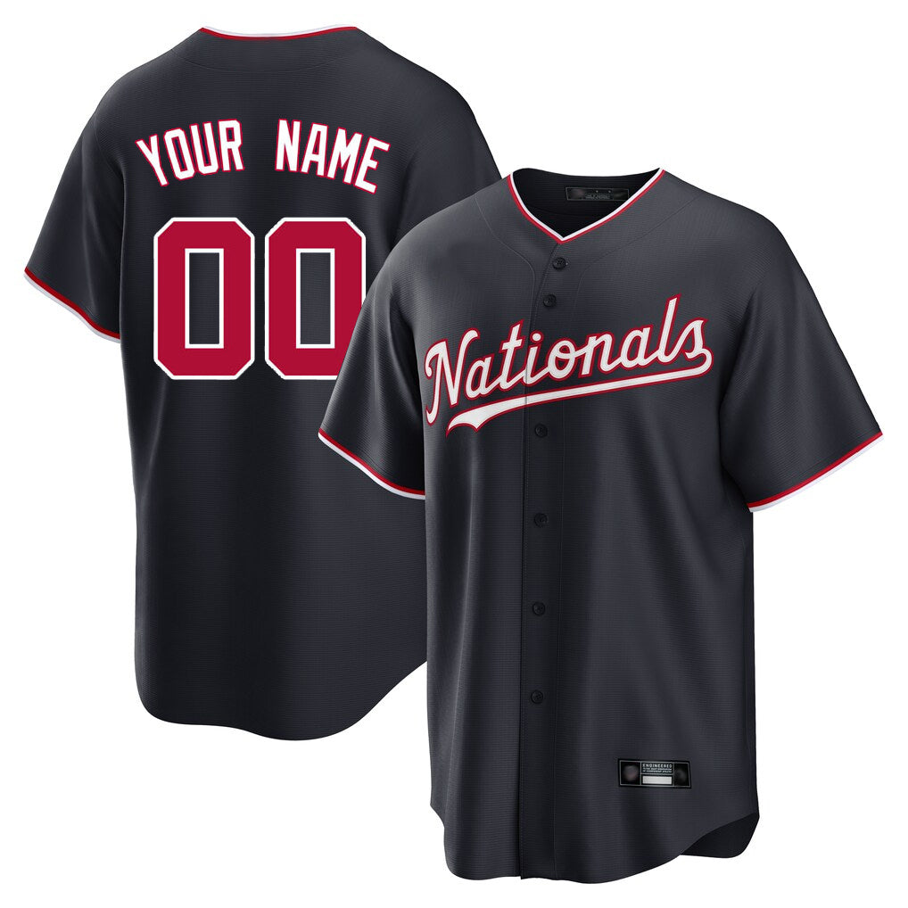Custom W.Nationals Navy Home Game Any Name & Number Gdoa Stitched Jerseys