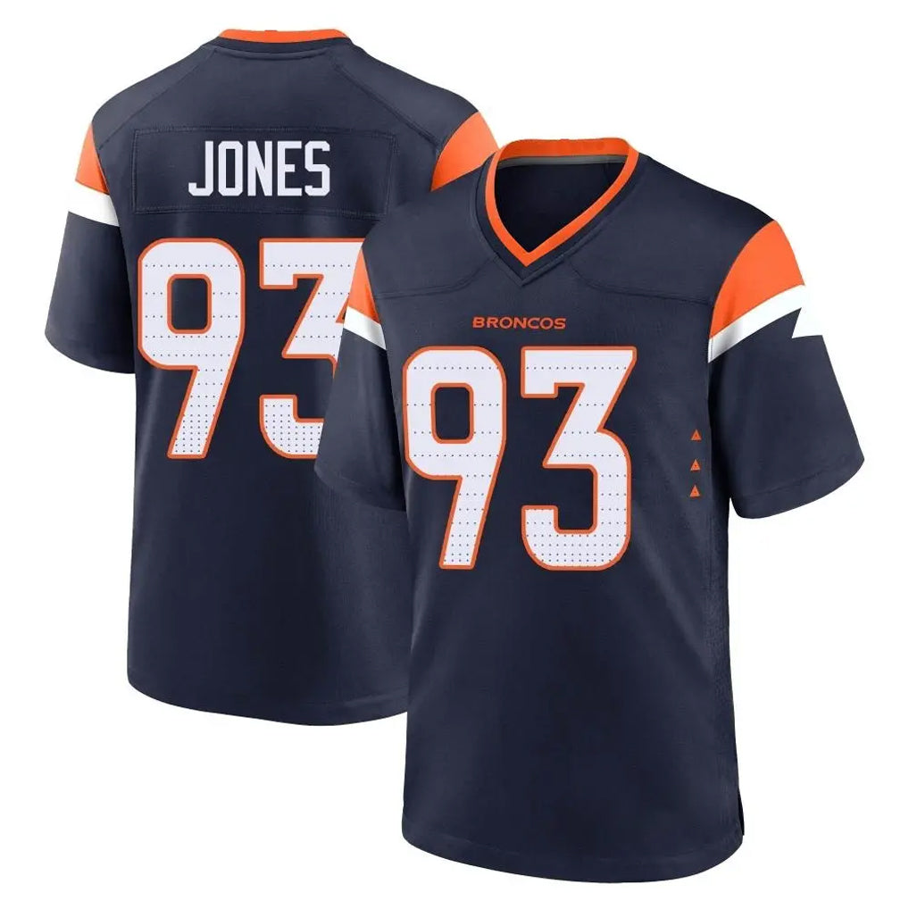 D.Broncos #93 D.J. Jones Player Navy Home Game Gdoa Stitched Jerseys