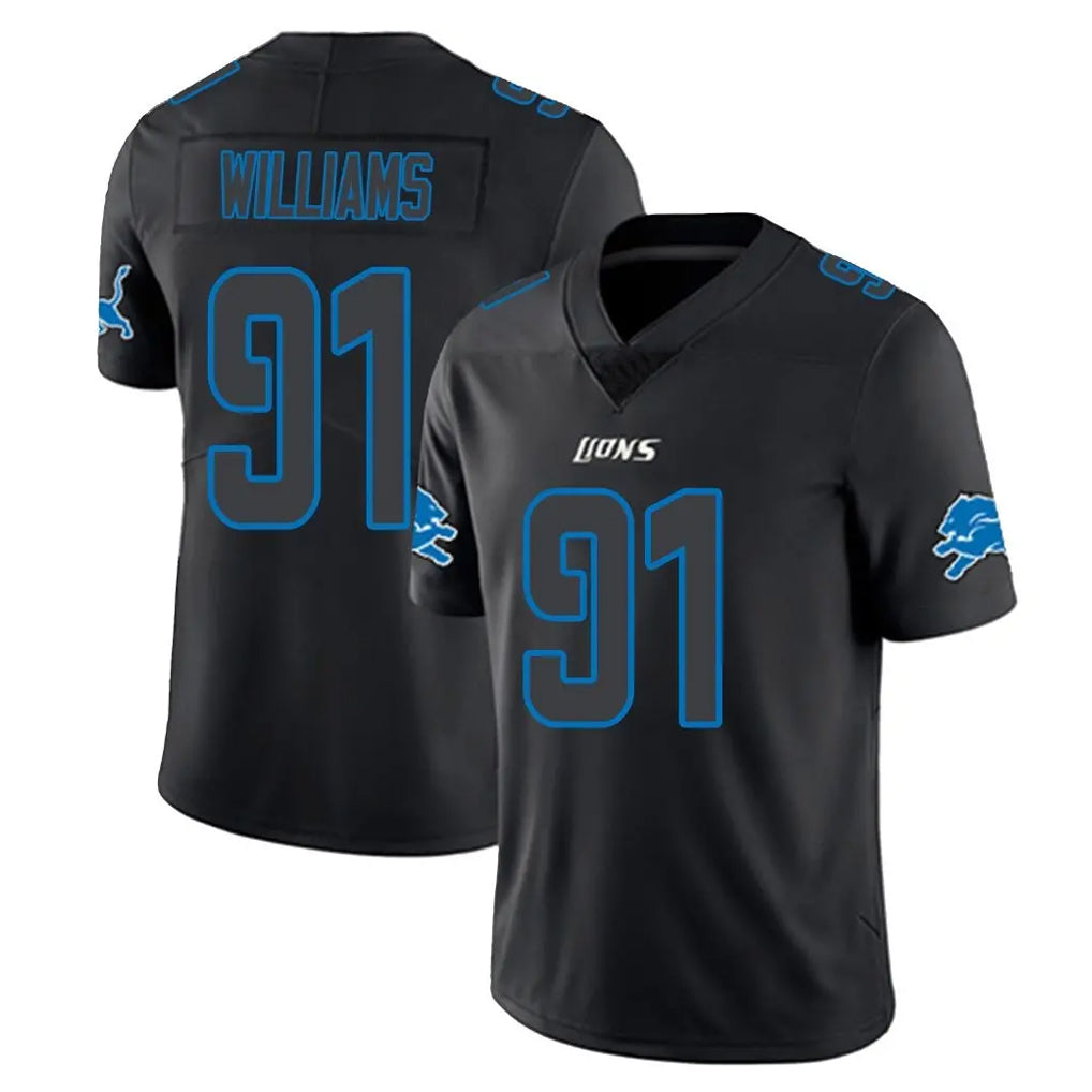 D.Lions #91 Tyleik Williams Player Black Impact Limited Home Game Gdoa Stitched Jerseys