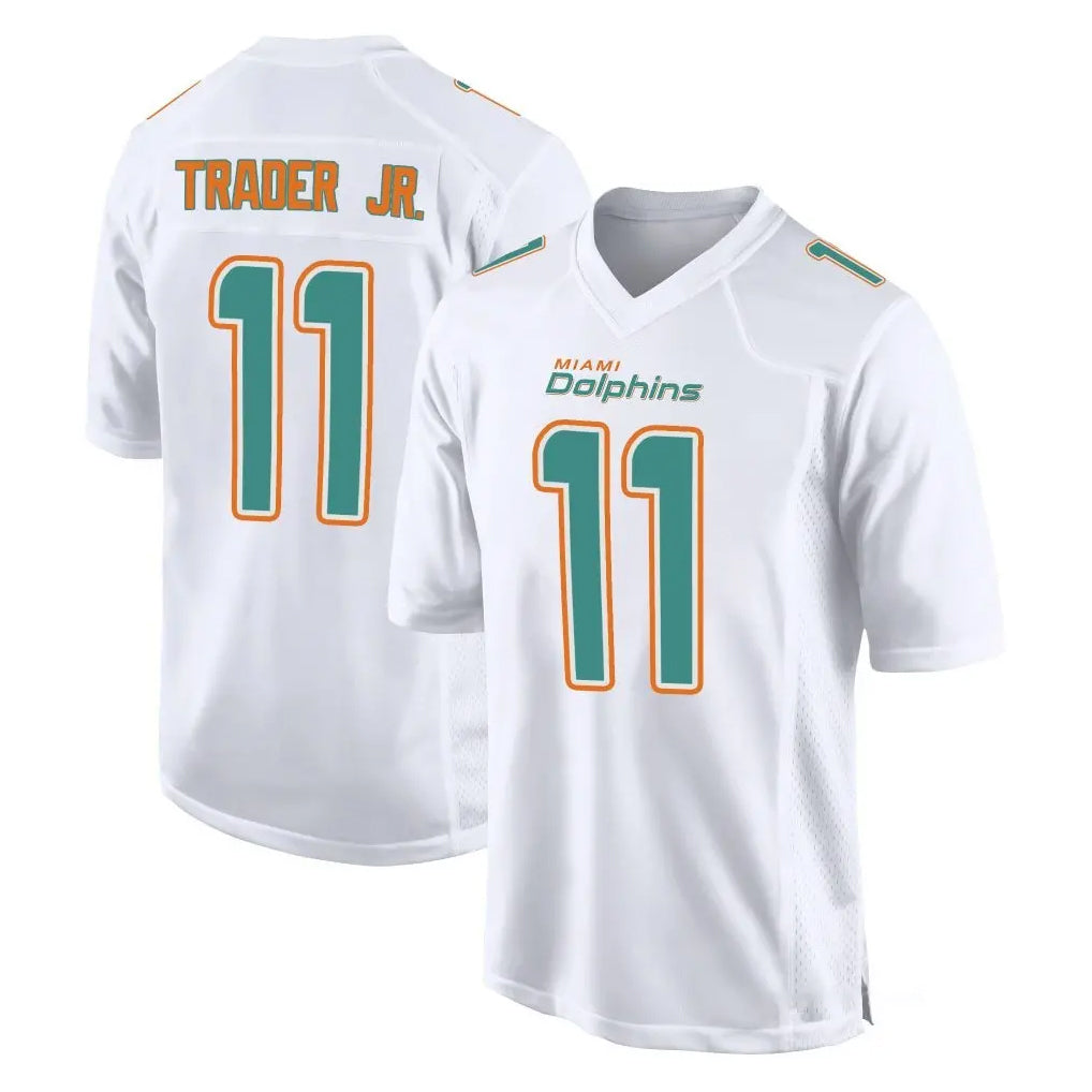 M.Dolphins #11 Dante Trader Jr. Player White Fashion Home Game Gdoa Stitched Jerseys