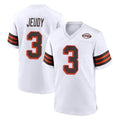 C.Browns #3 Jerry Jeudy Player White Alternate Home Game Gdoa Stitched Jerseys