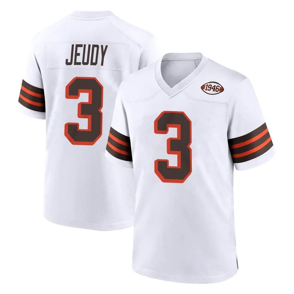 C.Browns #3 Jerry Jeudy Player White Alternate Home Game Gdoa Stitched Jerseys