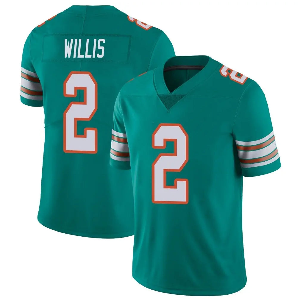 M.Dolphins #2 Malik Willis Player Aqua Limited Alternate Vapor Untouchable Home Game Gdoa Stitched Jerseys