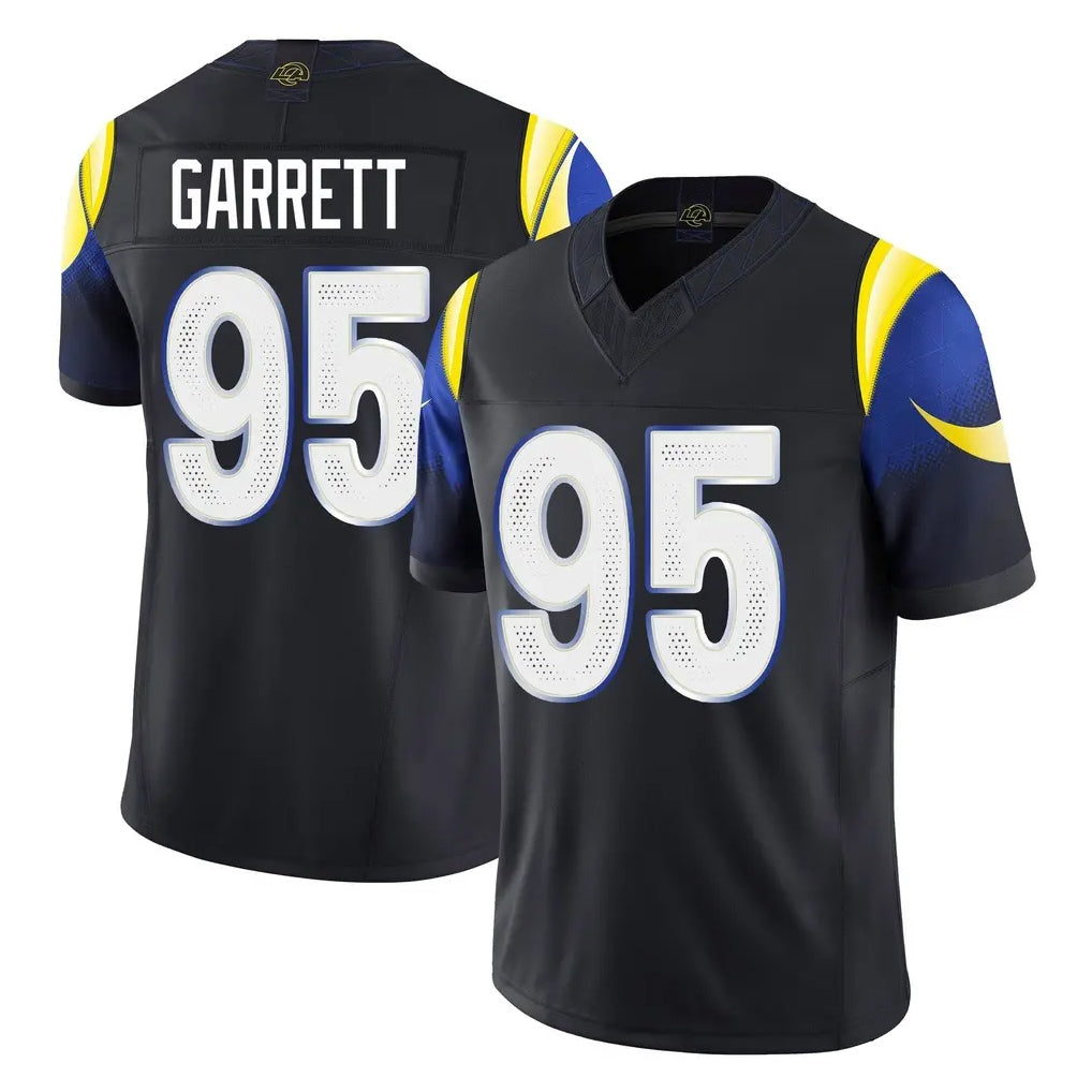 LA.Rams #95 Myles Garrett Player Black Midnight Rivalries Collection Limited Home Game Gdoa Stitched Jerseys
