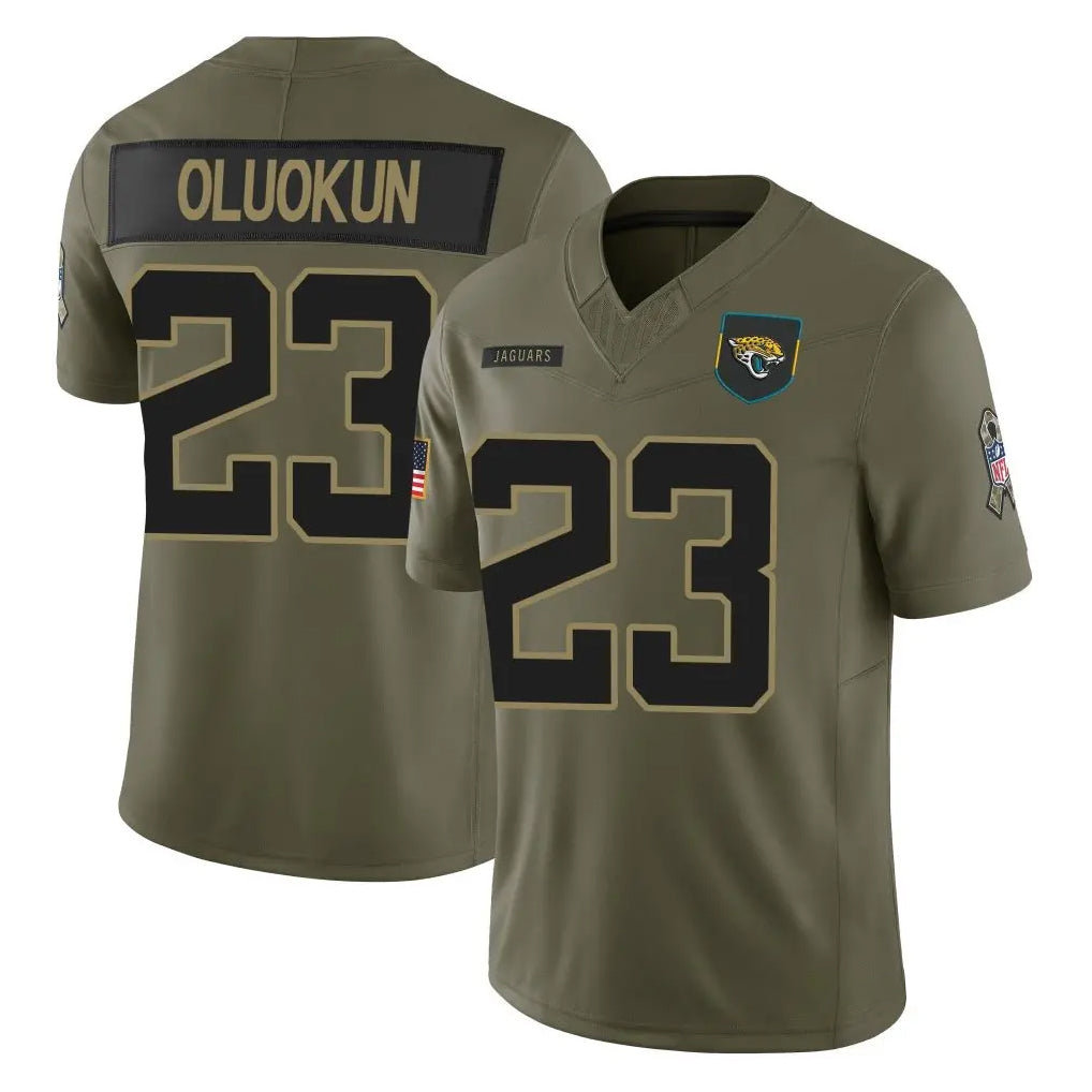 J.Jaguars #23 Foyesade Oluokun Player Olive 2025 Salute To Service Limited Game Gdoa Stitched Jerseys