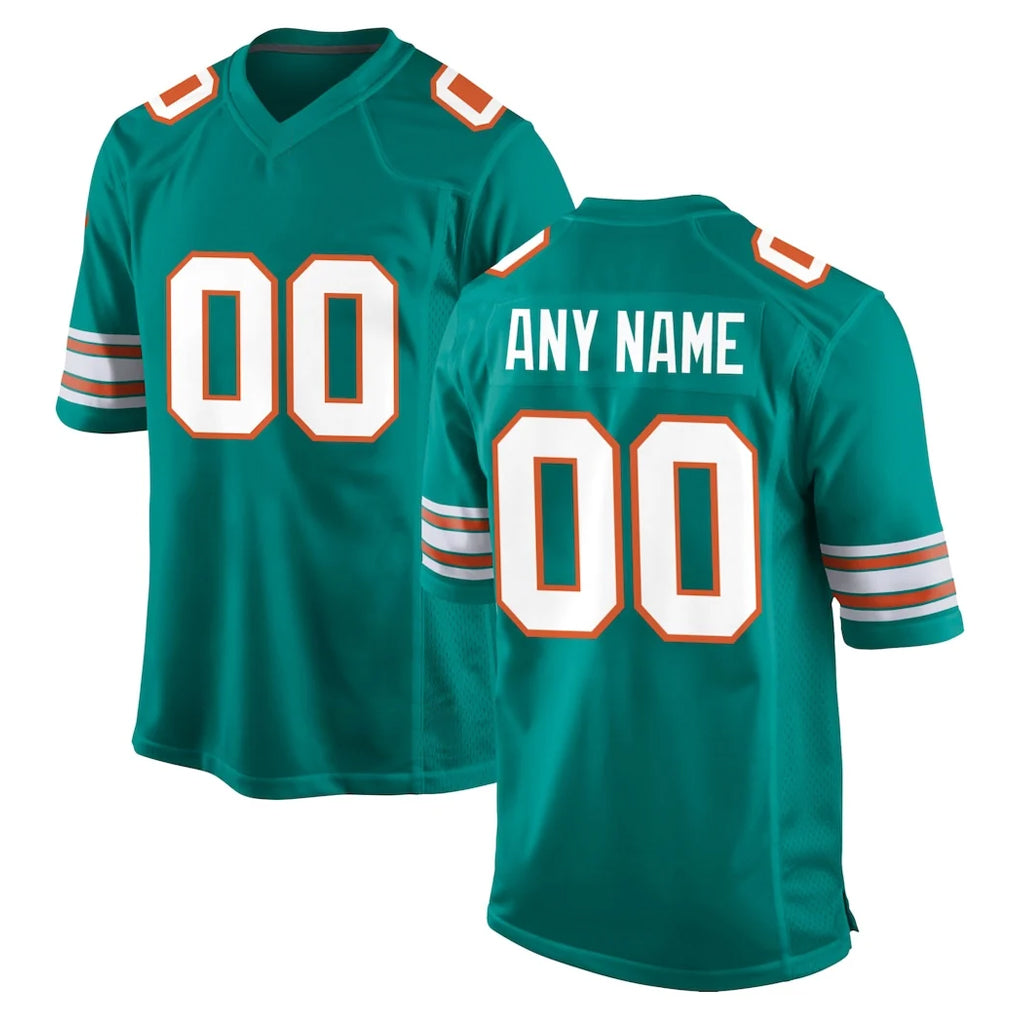 Custom M.Dolphins Aqua Alternate Home Game Any Name & Numbers Gdoa Stitched Jerseys