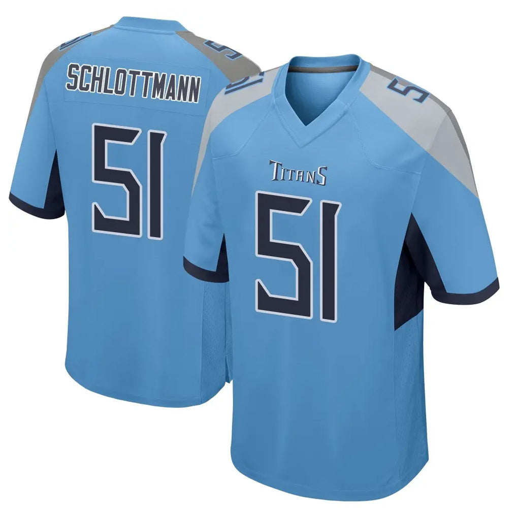 T.Titans #51 Austin Schlottmann Player Light Blue Home Game Gdoa Stitched Jerseys