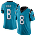 C.Panthers #8 Jaycee Horn Player Blue Vapor Untouchable Limited Game Gdoa Stitched Jerseys