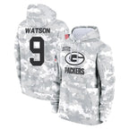 GB.Packers #9 Christian Watson Player Arctic Camo Salute to Service Hoodies Limited Game Gdoa Stitched Jerseys