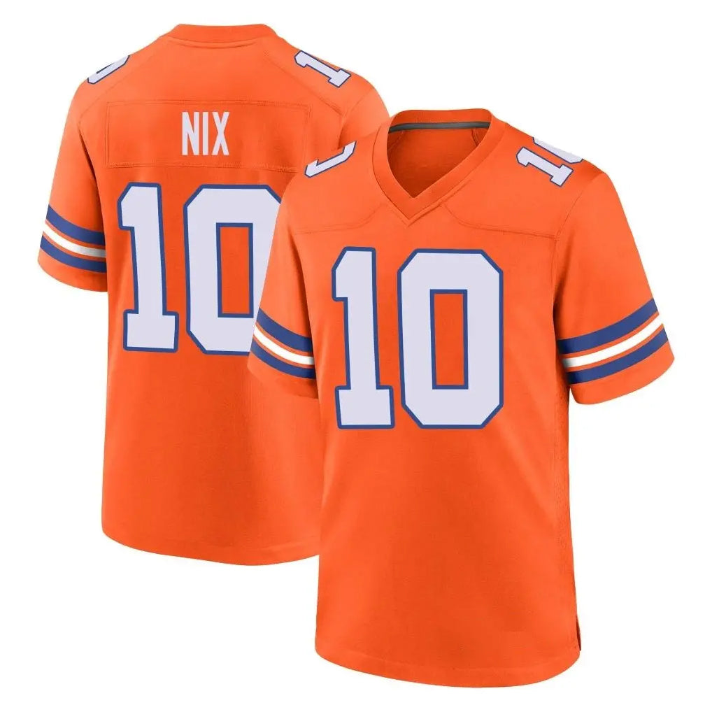 D.Broncos #10 Bo Nix Player Orange Alternate Collection Throwback Game Gdoa Stitched Jerseys