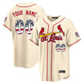 Custom St. Louis Cardinals Cream USA 250 Fourth of July Limited Home Game Any Name & Number Gdoa Stitched Jerseys