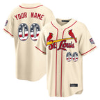 Custom St. Louis Cardinals Cream USA 250 Fourth of July Limited Home Game Any Name & Number Gdoa Stitched Jerseys