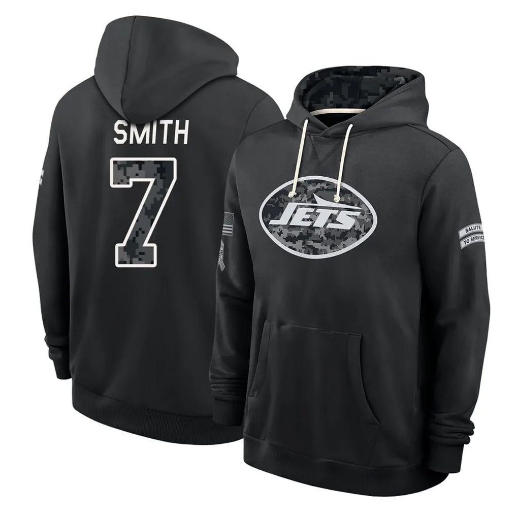 NY.Jets #7 Geno Smith Player 2026 Black Logo Pullover Hoodies Limited Game Gdoa Stitched Jerseys