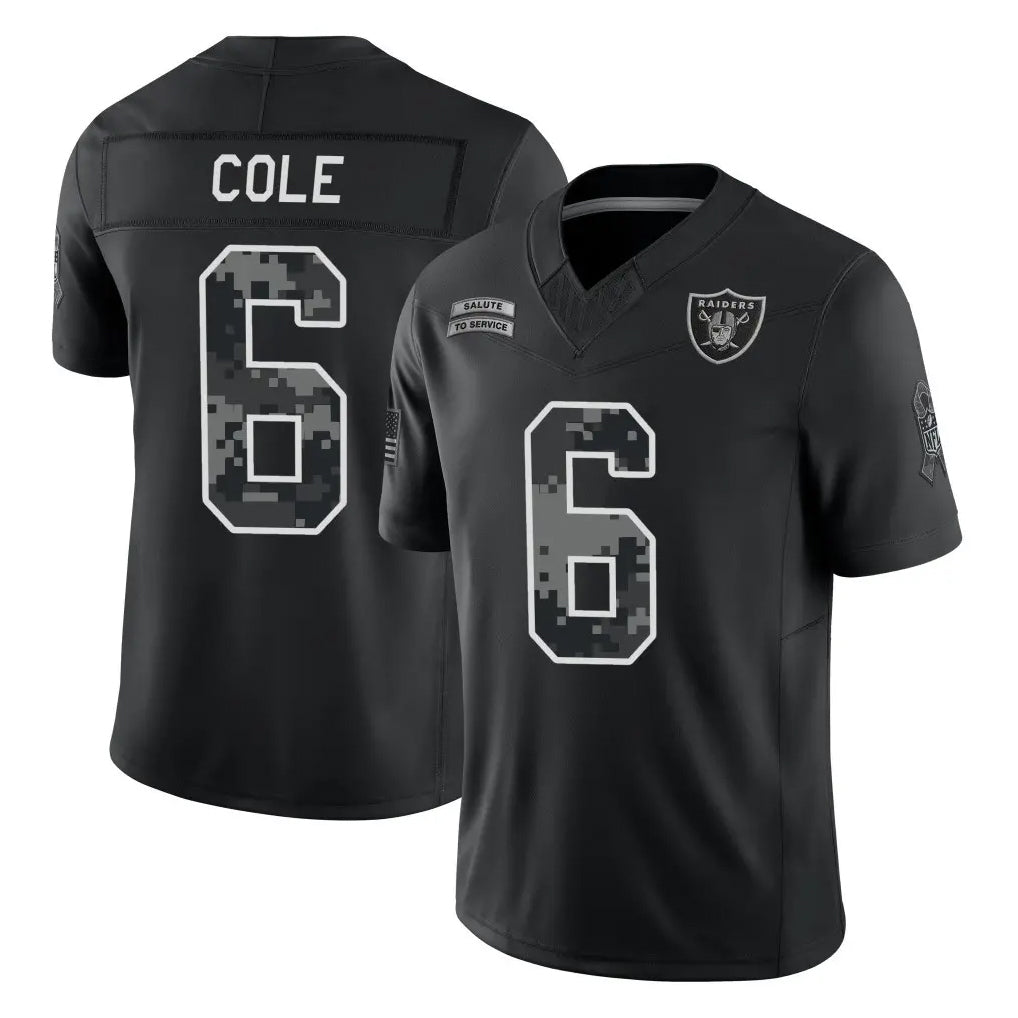 LV.Raiders #6 AJ Cole Player Black Limited 2026 Salute to Service Home Game Stitched Jerseys