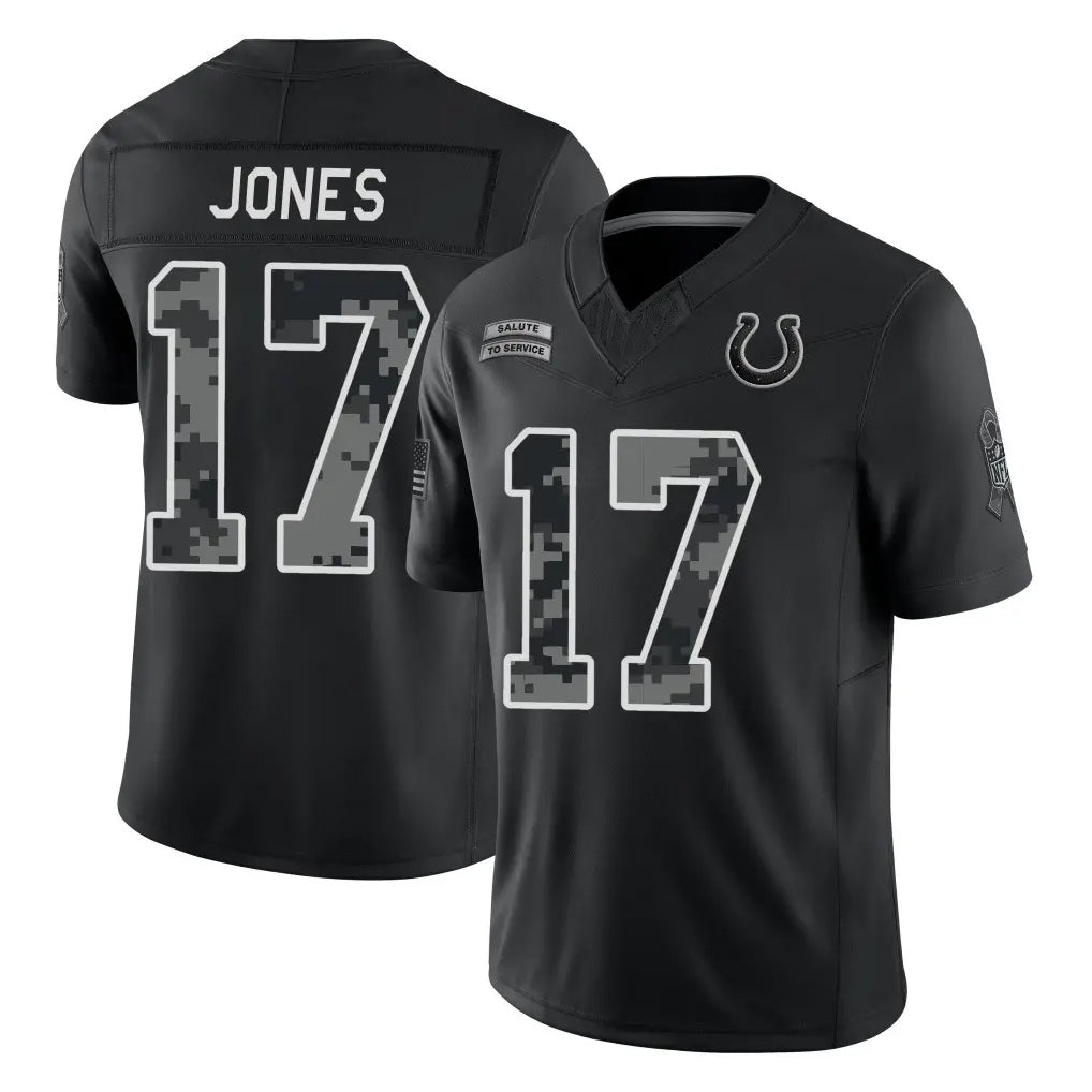 IN.Colts #17 Daniel Jones Player Black Limited 2026 Salute to Service Home Game Gdoa Stitched Jerseys