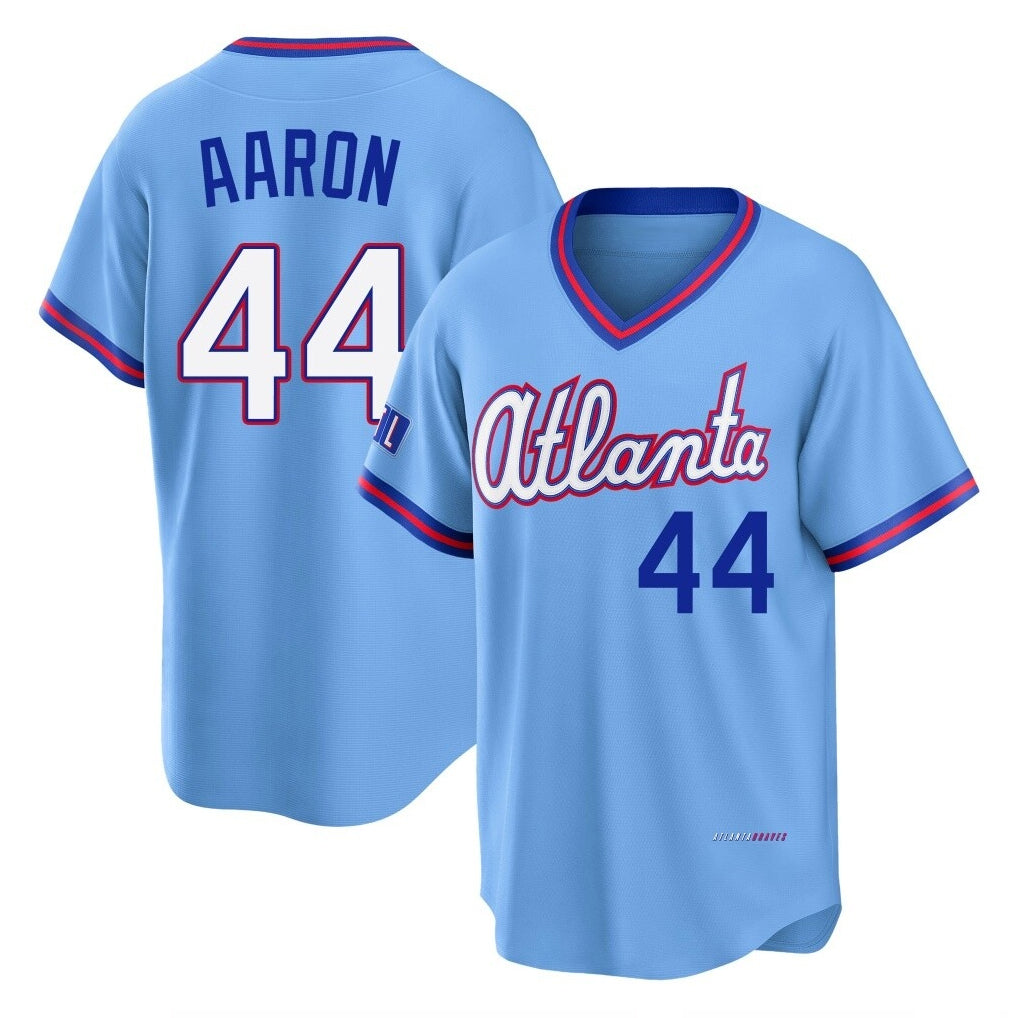 A.Braves #44 Hank Aaron Player Powder Blue 2026 City Connect T-shirt Home Game Gdoa Stitched Jerseys