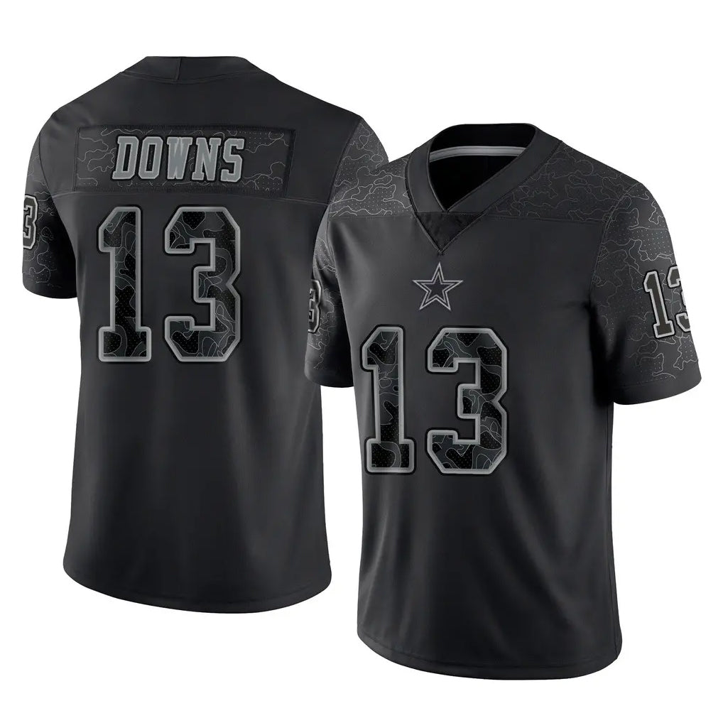 D.Cowboys #13 Caleb Downs Player Black Limited Reflective Home Game Gdoa Stitched Jerseys