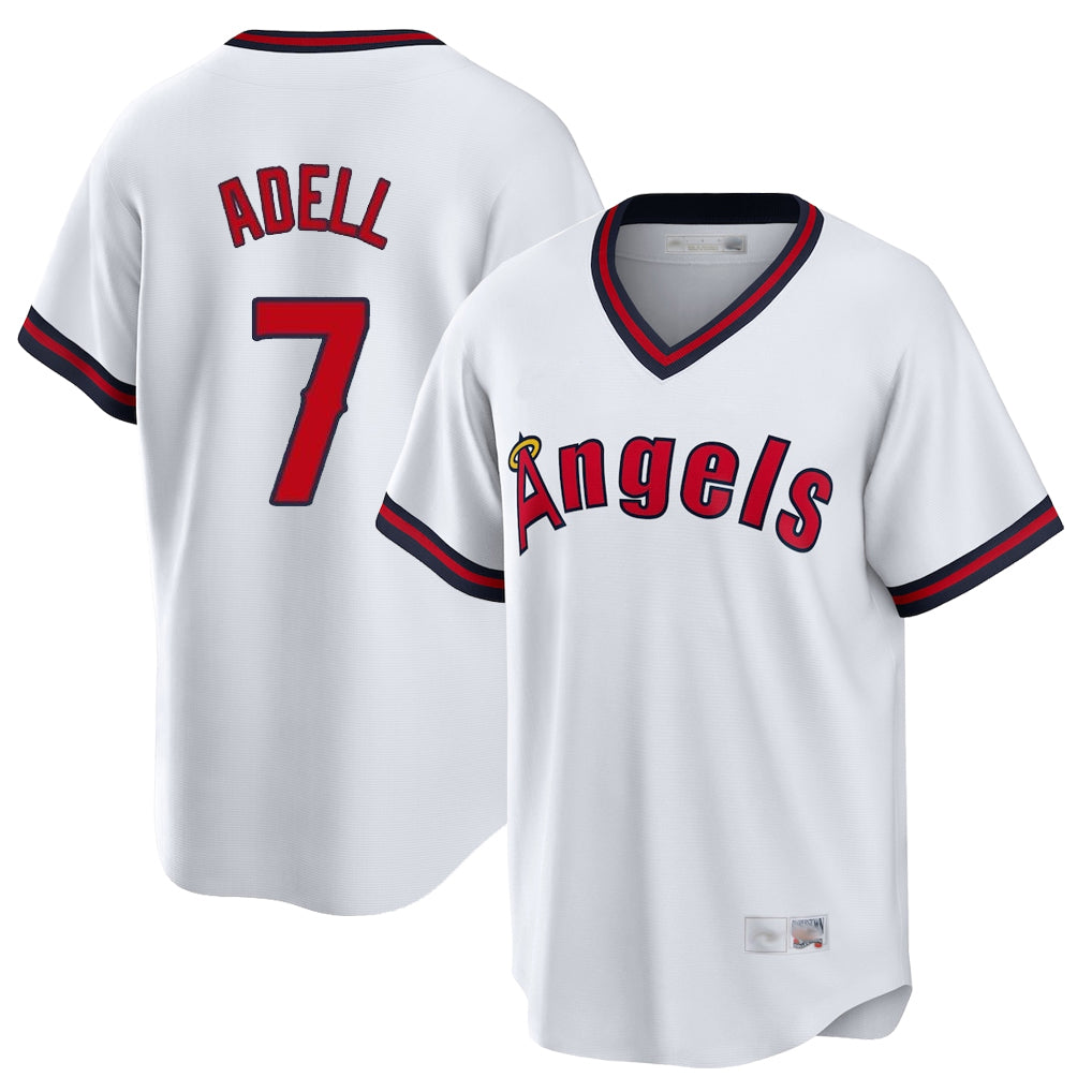 LA.Angels #7 Jo Adell Player White T-shirt Home Game Fdoa Stitched Jerseys