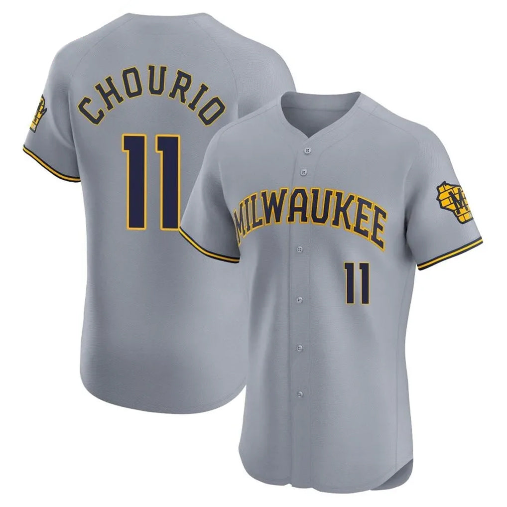 M.Brewers #11 Jackson Chourio Player Gray Home Limited Elite Fdoa Stitched Jerseys