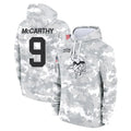 M.Vikings #9 J.J. McCarthy Player Arctic Camo Salute to Service Pullover Hoodies Limited Game Gdoa Stitched Jerseys