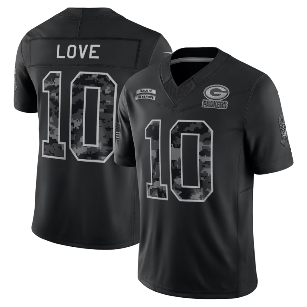 GB.Packers #10 Jordan Love Player Black Limited 2026 Salute to Service Home Game Gdoa Stitched Jerseys