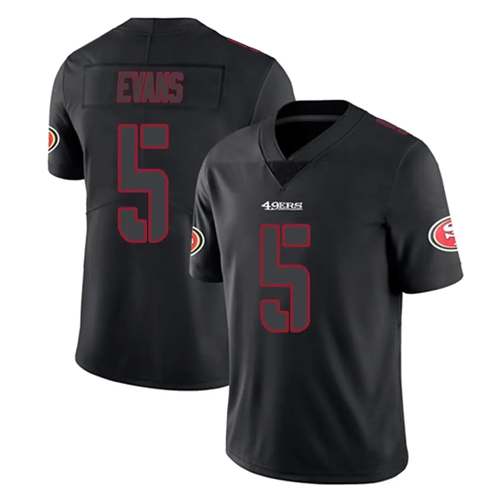 SF.49ers #5 Mike Evans Player Black Impact Limited Home Game Gdoa Stitched Jerseys