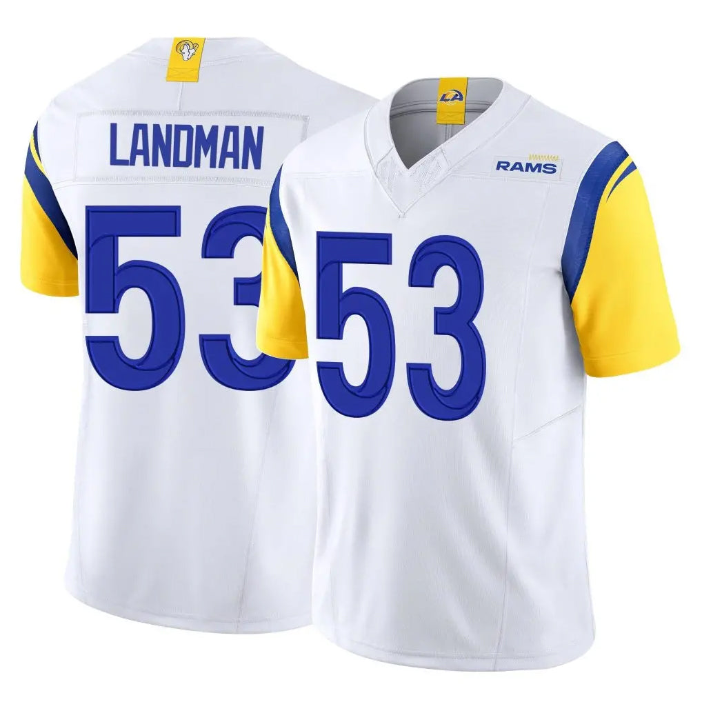 LA.Rams #53 Nate Landman Player White Limited Vapor F.U.S.E. Home Game Gdoa Stitched Jerseys