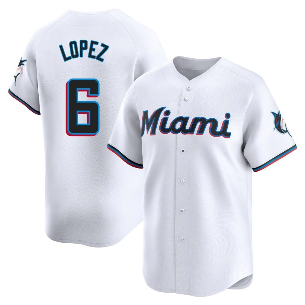 M.Marlins #6 Otto Lopez Player White  Home Limited Fdoa Stitched Jerseys