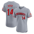 C.Reds #14 Pete Rose Player Gray Limited Elite Home Gdoa Stitched Jerseys