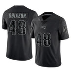 NE.Patriots #48 Namdi Obiazor Player Black Reflective LImited Home Game Gdoa Stitched Jerseys