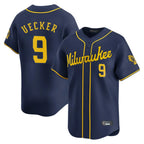 M.Brewers #9 Bob Uecker Player Navy Home Limited Fdoa Stitched Jerseys