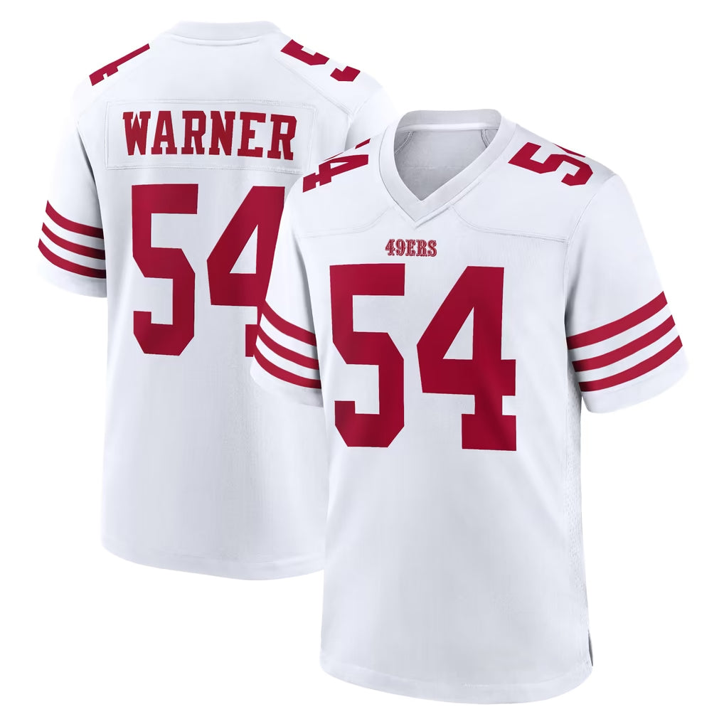 SF.49ers #54 Fred Warner Player White Game Home Gdoa Stitched Jerseys