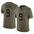 D.Cowboys #9 KaVontae Turpin Player Olive Salute to Service Limited Game Gdoa Stitched Jerseys