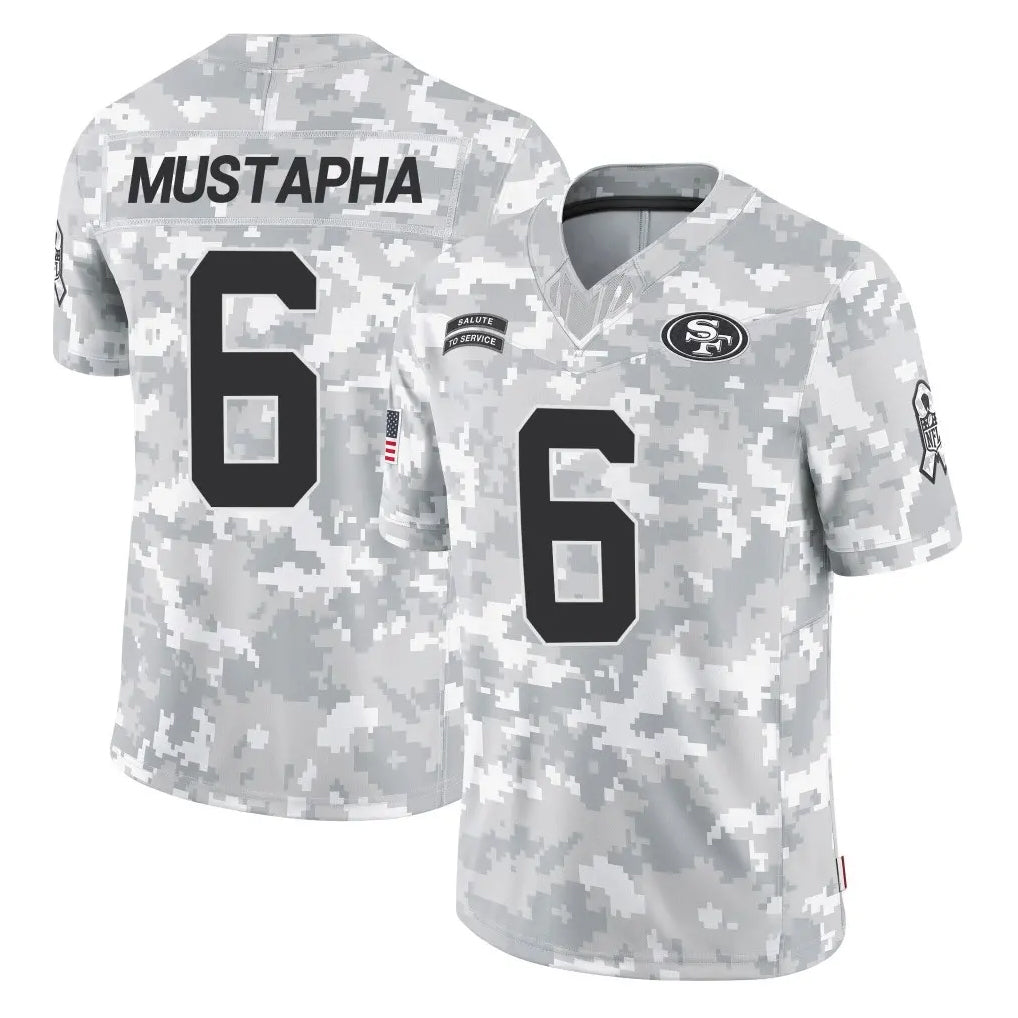 SF.49ers #6 Malik Mustapha Player Arctic Camo Limited Salute To Service Home Game Gdoa Stitched Jerseys