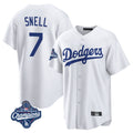 LA.Dodgers #7 Blake Snell Player White Game World Series Meet Fdoa Stitched Jerseys
